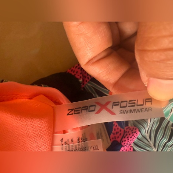 Zero X Posur Bra dress bathing suit XL black floral lightweight stretch - Picture 8 of 15